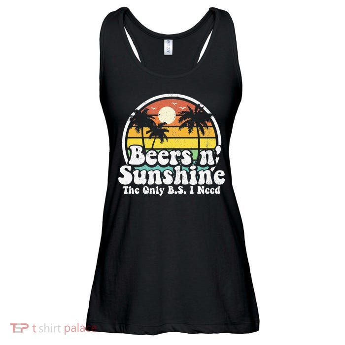 The Only BS I Need Is Beers and Sunshine Retro Beach Gift Ladies Essential Flowy Tank