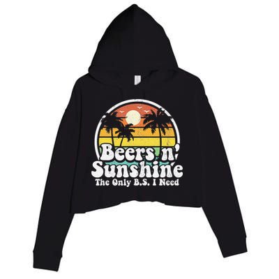 The Only BS I Need Is Beers and Sunshine Retro Beach Gift Crop Fleece Hoodie