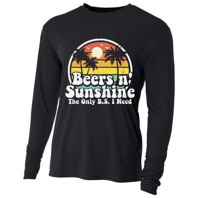The Only BS I Need Is Beers and Sunshine Retro Beach Gift Cooling Performance Long Sleeve Crew