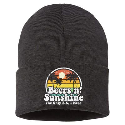 The Only BS I Need Is Beers and Sunshine Retro Beach Gift Sustainable Knit Beanie
