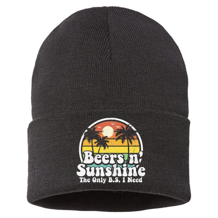 The Only BS I Need Is Beers and Sunshine Retro Beach Gift Sustainable Knit Beanie
