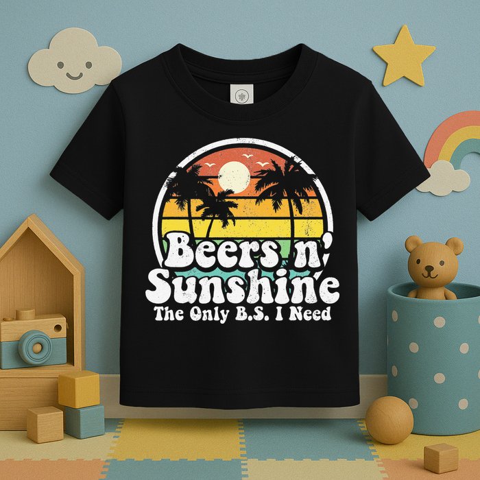 The Only BS I Need Is Beers and Sunshine Retro Beach Gift Toddler T-Shirt