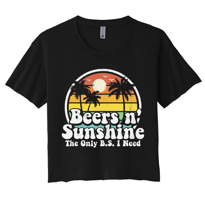 The Only BS I Need Is Beers and Sunshine Retro Beach Gift Crop Top