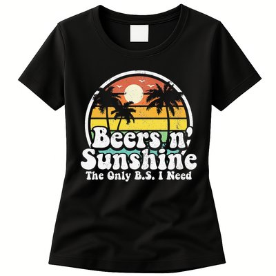 The Only BS I Need Is Beers and Sunshine Retro Beach Gift Womens T-Shirt