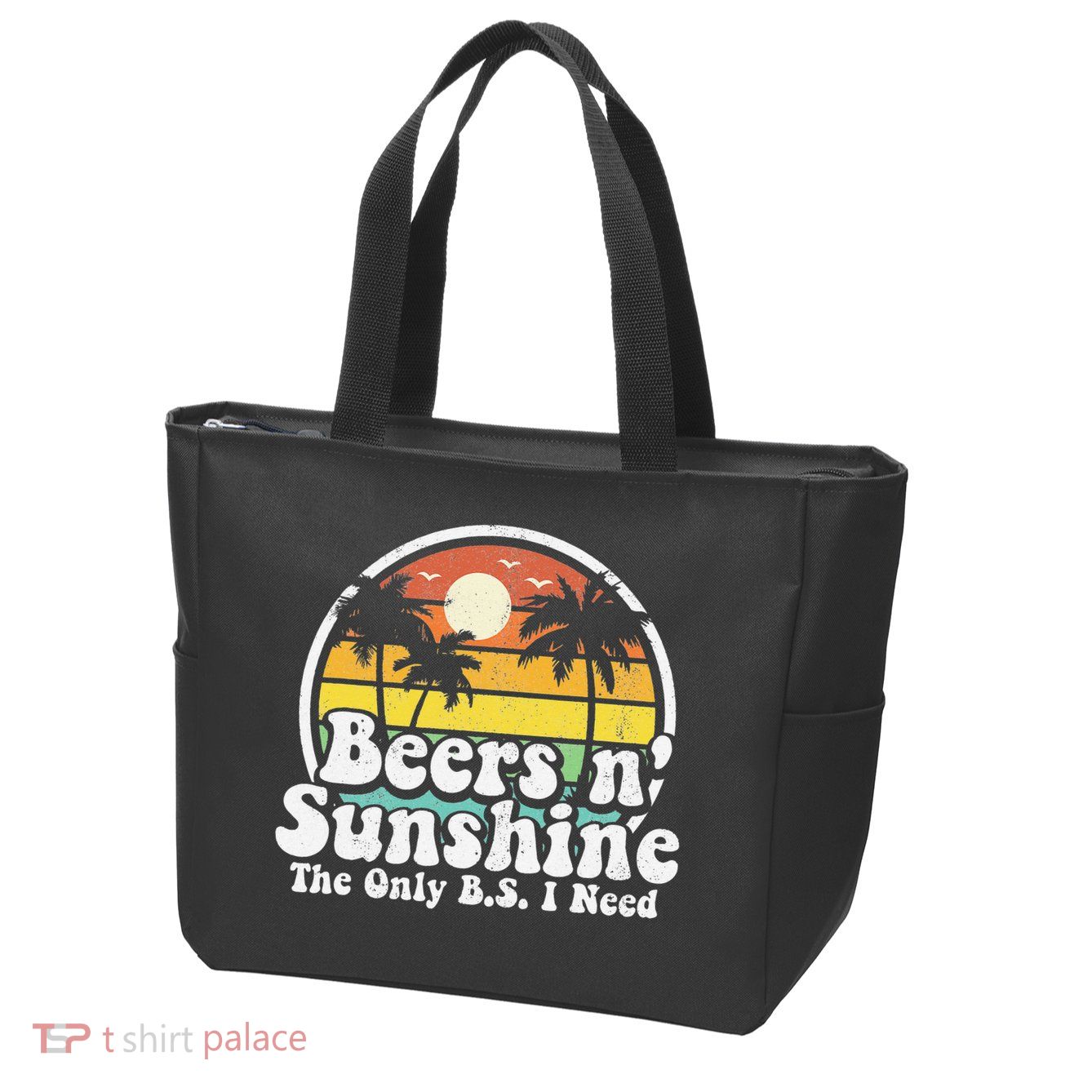 The Only BS I Need Is Beers and Sunshine Retro Beach Gift Zip Tote Bag