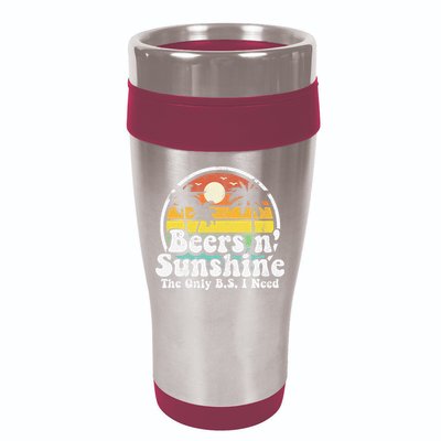 The Only BS I Need Is Beers and Sunshine Retro Beach Gift 16oz Travel Tumbler