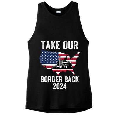 Take Our Border Back I Stand With Texas Truck Convoy 2024 I Support Texas 2024 Ladies PosiCharge Tri-Blend Wicking Tank