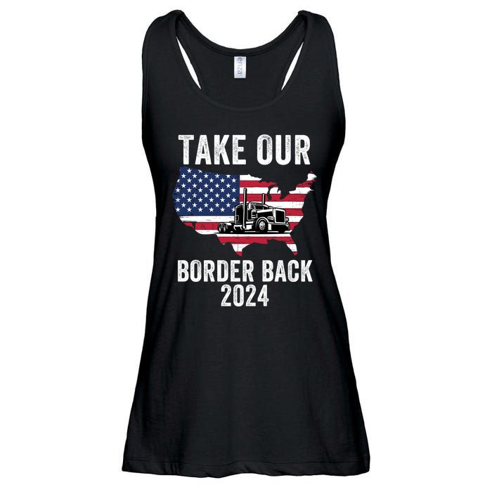 Take Our Border Back I Stand With Texas Truck Convoy 2024 I Support Texas 2024 Ladies Essential Flowy Tank