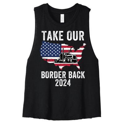 Take Our Border Back I Stand With Texas Truck Convoy 2024 I Support Texas 2024 Women's Racerback Cropped Tank