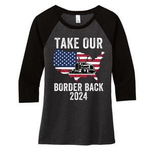 Take Our Border Back I Stand With Texas Truck Convoy 2024 I Support Texas 2024 Women's Tri-Blend 3/4-Sleeve Raglan Shirt