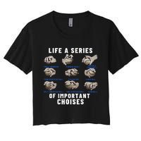 Types of Baseball Pitches Life Choices Pitcher Player Women's Crop Top Tee