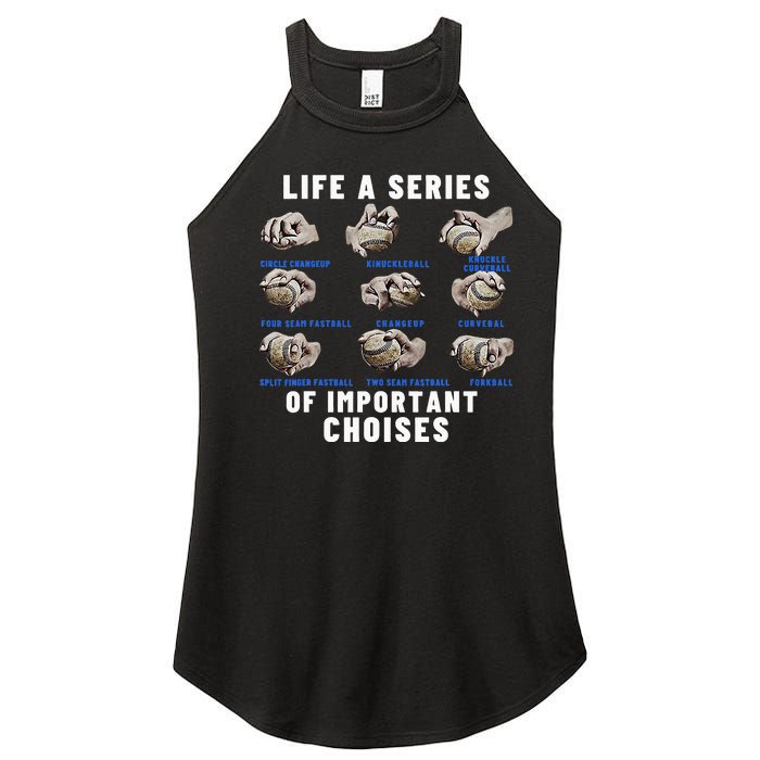 Types of Baseball Pitches Life Choices Pitcher Player Women's Perfect Tri Rocker Tank