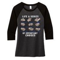 Types of Baseball Pitches Life Choices Pitcher Player Women's Tri-Blend 3/4-Sleeve Raglan Shirt