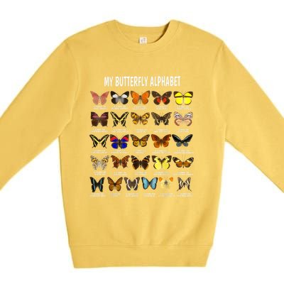 Types Of Butterflies Alphabet Abc Butterfly Identification Premium Crewneck Sweatshirt