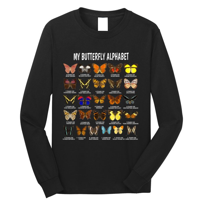 Types Of Butterflies Alphabet Abc Butterfly Identification Long Sleeve Shirt