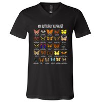 Types Of Butterflies Alphabet Abc Butterfly Identification V-Neck T-Shirt