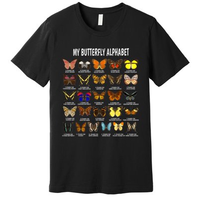 Types Of Butterflies Alphabet Abc Butterfly Identification Premium T-Shirt