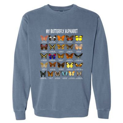 Types Of Butterflies Alphabet Abc Butterfly Identification Garment-Dyed Sweatshirt