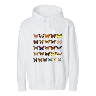 Types Of Butterflies Alphabet Abc Butterfly Identification Garment-Dyed Fleece Hoodie