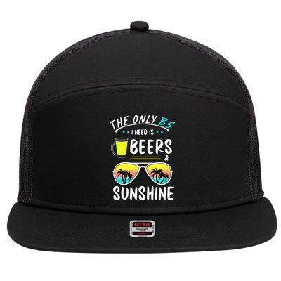 The Only BS I need is Beers And Sunshine Cool Funny Summer 7 Panel Mesh Trucker Snapback Hat