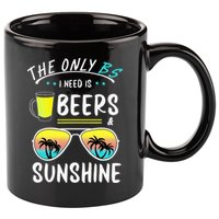 The Only BS I need is Beers And Sunshine Cool Funny Summer 11oz C Handle Ceramic Mug