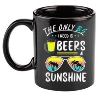 The Only BS I need is Beers And Sunshine Cool Funny Summer 11oz C Handle Ceramic Mug