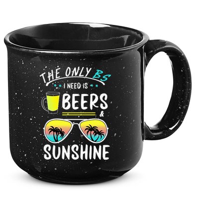 The Only BS I need is Beers And Sunshine Cool Funny Summer 15oz Campfire Ceramic Mug