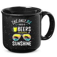 The Only BS I need is Beers And Sunshine Cool Funny Summer 15oz Campfire Ceramic Mug