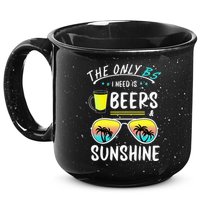 The Only BS I need is Beers And Sunshine Cool Funny Summer 15oz Campfire Ceramic Mug