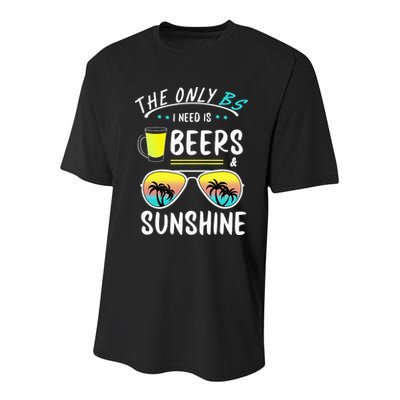 The Only BS I need is Beers And Sunshine Cool Funny Summer Youth Performance Sprint T-Shirt