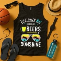 The Only BS I need is Beers And Sunshine Cool Funny Summer Tank Top