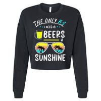The Only BS I need is Beers And Sunshine Cool Funny Summer Cropped Pullover Crew