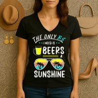The Only BS I need is Beers And Sunshine Cool Funny Summer Women's V-Neck T-Shirt