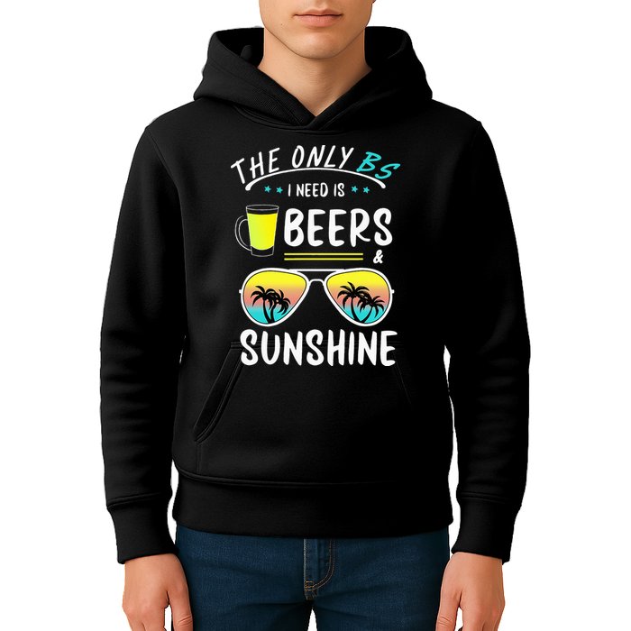 The Only BS I need is Beers And Sunshine Cool Funny Summer Kids Hoodie