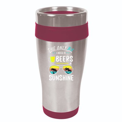 The Only BS I need is Beers And Sunshine Cool Funny Summer 16oz Travel Tumbler