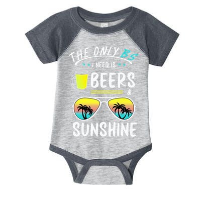 The Only BS I need is Beers And Sunshine Cool Funny Summer Infant Baby Jersey Bodysuit