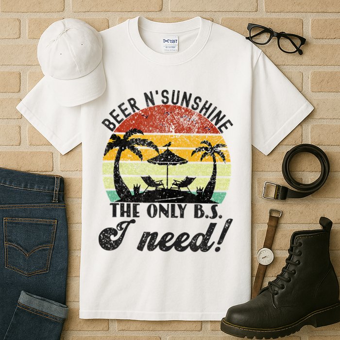 The Only BS I Need Is Beers And Sunshine Retro Beach Tall T-Shirt