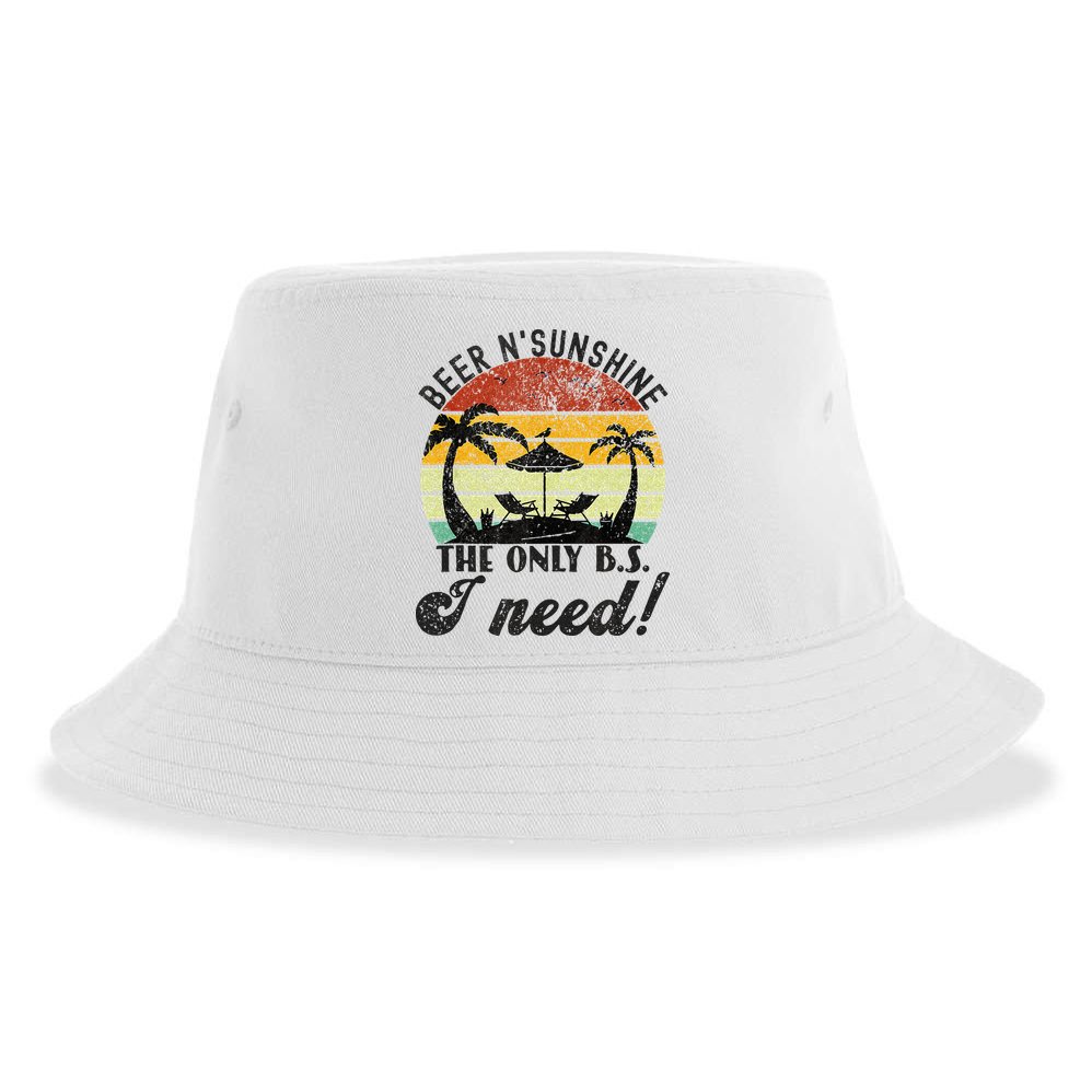 The Only BS I Need Is Beers And Sunshine Retro Beach Sustainable Bucket Hat