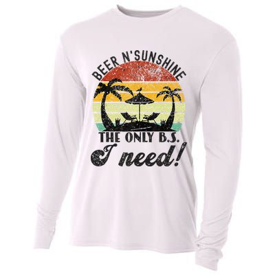 The Only BS I Need Is Beers And Sunshine Retro Beach Cooling Performance Long Sleeve Crew