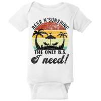 The Only BS I Need Is Beers And Sunshine Retro Beach Baby Bodysuit