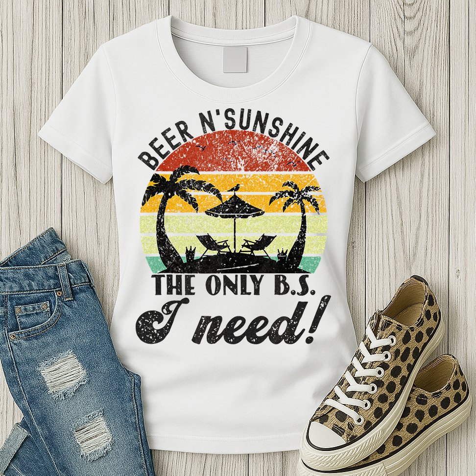 The Only BS I Need Is Beers And Sunshine Retro Beach Womens T-Shirt