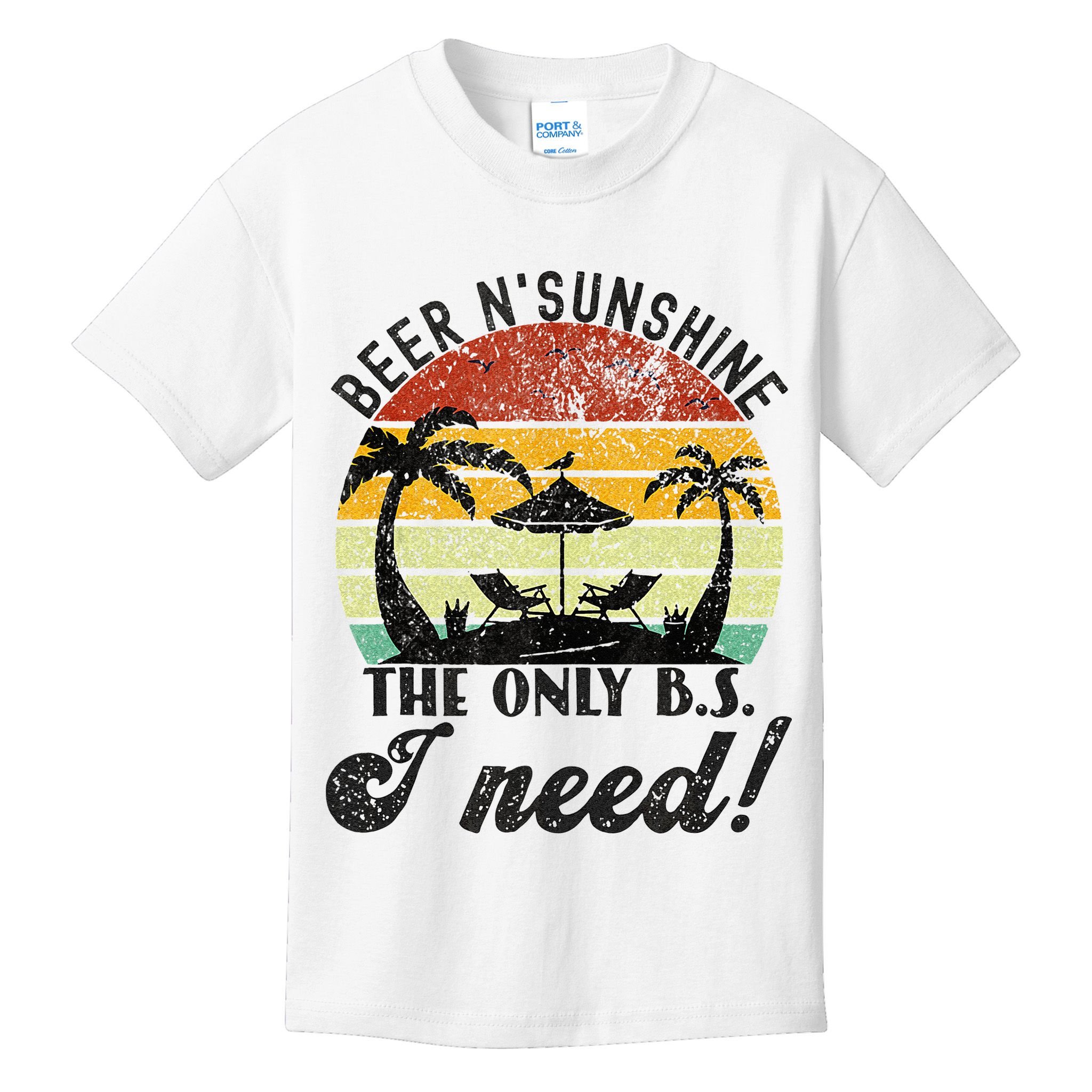 The Only BS I Need Is Beers And Sunshine Retro Beach Kids T-Shirt