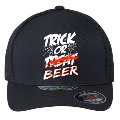 Trick Or Beer Funny Halloween Beer Drinking Flexfit Unipanel Trucker Cap