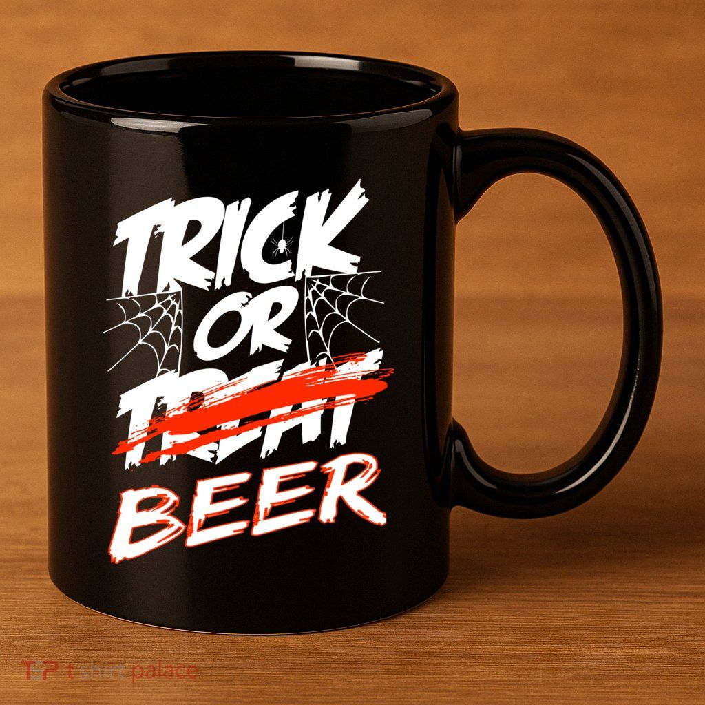 Trick Or Beer Funny Halloween Beer Drinking 11oz C Handle Ceramic Mug