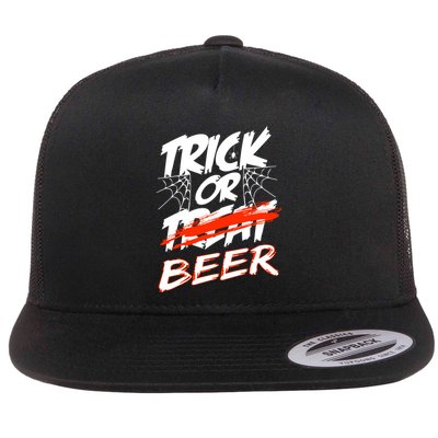 Trick Or Beer Funny Halloween Beer Drinking Flatbill Hat