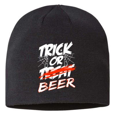 Trick Or Beer Funny Halloween Beer Drinking Sustainable Beanie