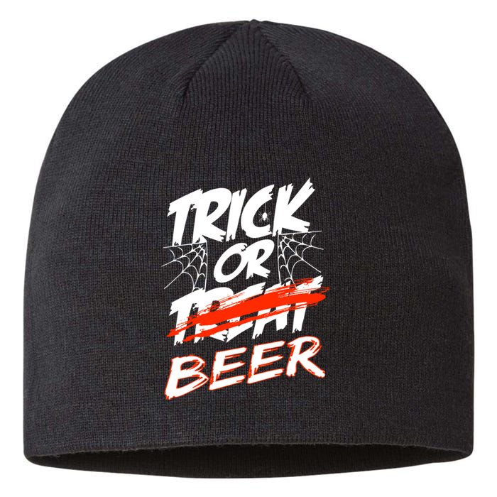 Trick Or Beer Funny Halloween Beer Drinking Sustainable Beanie