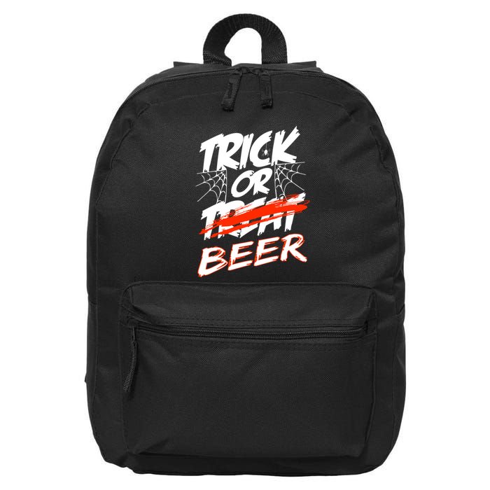 Trick Or Beer Funny Halloween Beer Drinking 16 in Basic Backpack