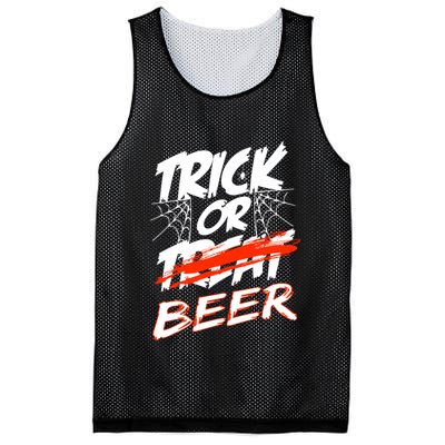 Trick Or Beer Funny Halloween Beer Drinking Mesh Reversible Basketball Jersey Tank