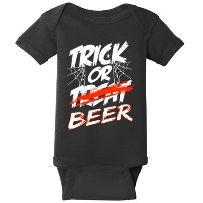Trick Or Beer Funny Halloween Beer Drinking Baby Bodysuit